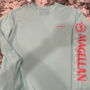 Magellan Outdoors Light Aqua Performance Fishing Tee with Coral Label